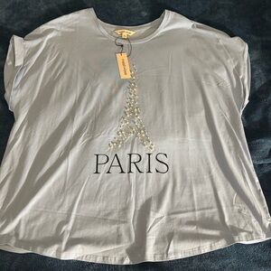 & Other Stories White Short-Sleeve Tee with Sequin Eiffel Graphic